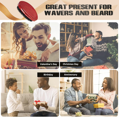 Wave Brush MediumBoar Bristles Hair brush-Designed for Thin and Normal Hair-Mens Curved Military Wave and Beard Brush-Great for 360 Waves