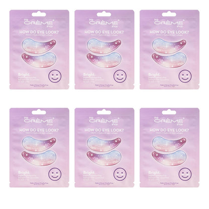 The Crème Shop How Do Eye Look? Vegan Illuminating Under Eye Patches for Brightening Depuffing with Vitamin C Hyaluronic Acid & Vegan Collagen 15 Min Quick Fix for Dark Circles Wrinkles (Set of 6Pack)