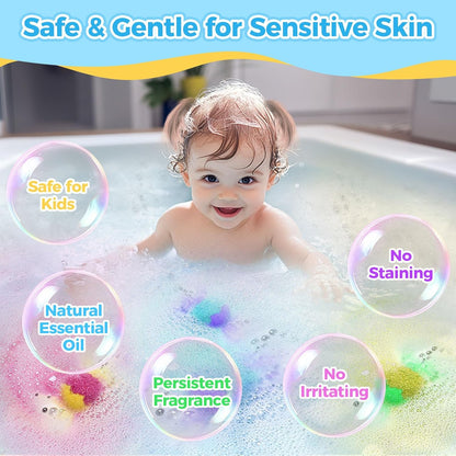 Bath Bombs for Kids, 3.5oz Large Mermaid Bath Bomb with Toys Inside, Girls Bath Bombs with Surprise Inside, Organic Natural Bubble Bath Fizz for Kids, 6 Pack