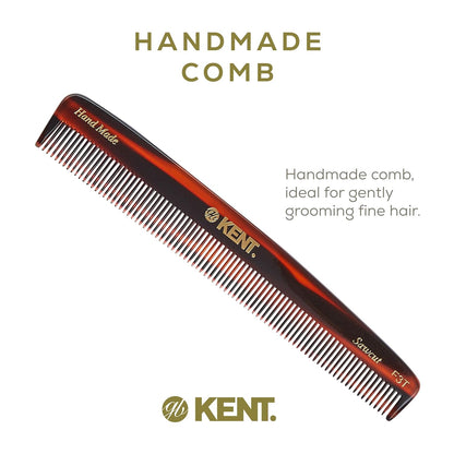 Kent F3T Black Graphite Fine Tooth Comb - Hair Parting and Straightening Comb for Men's & Women's Dandruff Remover, Saw Cut and Hand Polished Made in England
