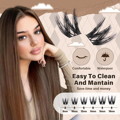 JMS&JMS 156Pcs Lash Clusters Lash Extension CC Curl Wispy Eyelash Clusters Natural Volume Eyelash Extensions Individual Lashes DIY for Beginner (8-18MIX)