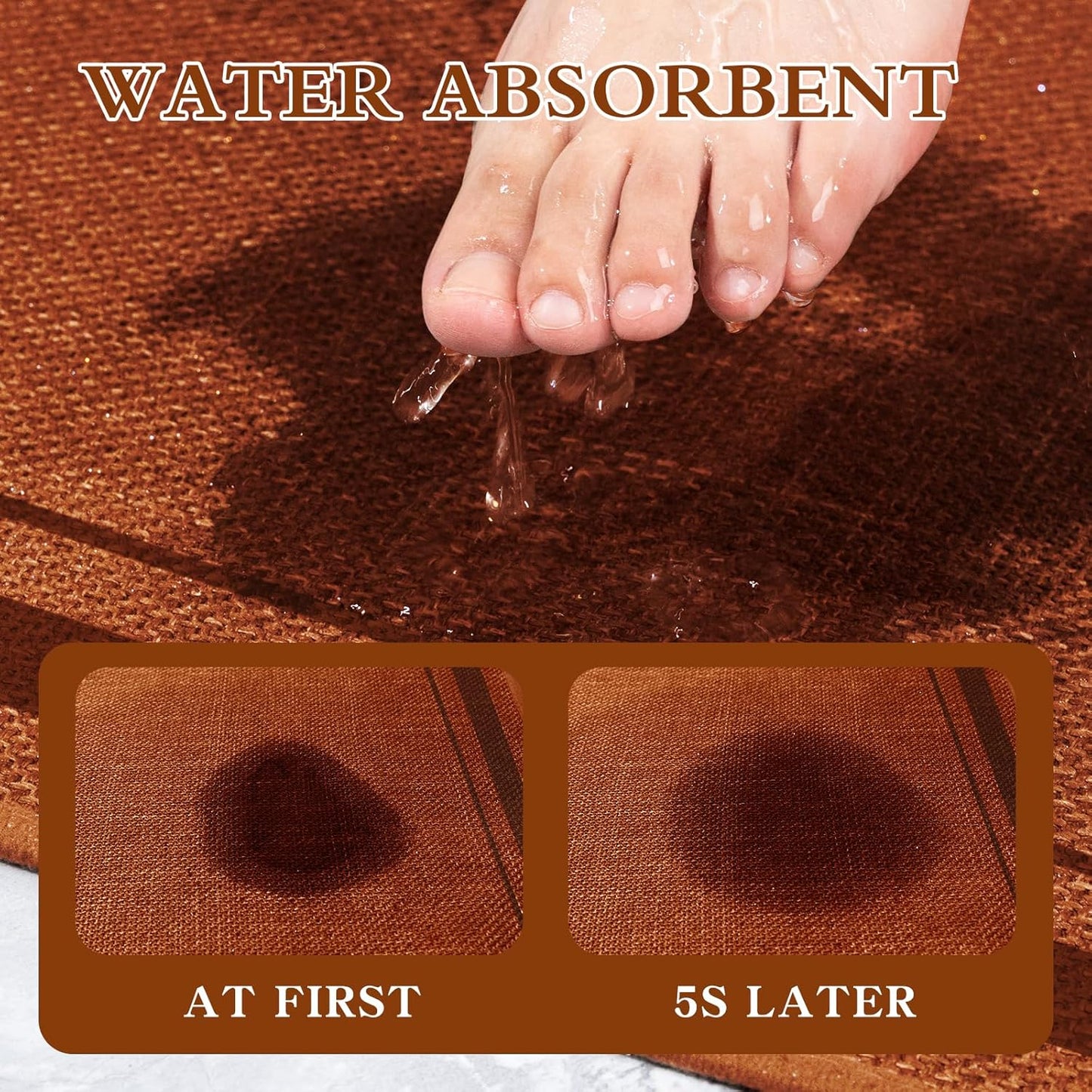 chakme Bathroom Rugs Mat 24x17, Ultra Thin Non Slip Bath Mat Small Quick Dry Absorbent Bath Mat for Bathroom Floor, (Orange, 24"x17")