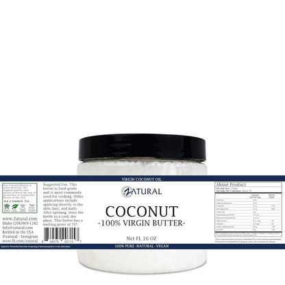 Zatural Coconut Oil, 100% Virgin Organic Extra Virgin Unrefined, Cold Pressed, 8 Pounds (16 Ounce)