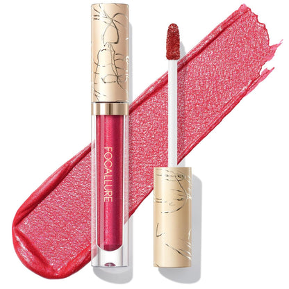 FOCALLURE Metallic Liquid Lipstick,Non Stick Cup Lip Gloss,High Impact Lip Color with Transfer-proof Wear,Long Lasting & Waterproof Lipstick Makeup for Women,RD06 FULL HOT