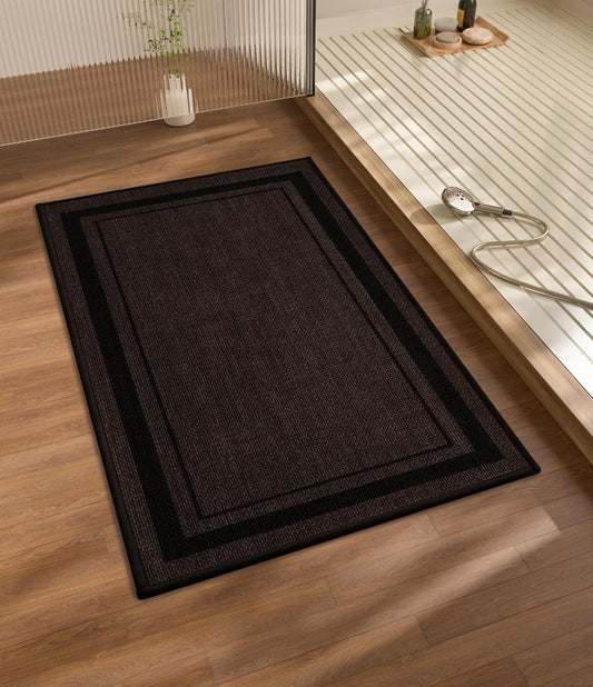 chakme Bathroom Rugs Mat 32x17, Ultra Thin Non Slip Bath Mat Quick Dry Absorbent Bath Mat for Bathroom Floor, (Brown, 32"x17")