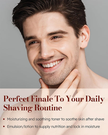 The Character Set (11.5fl oz) - Daily Skincare Kit for Men's Skin Protection & Rejuvenation by LG Beauty. Toner, Emulsion with Woody Musk Scent.