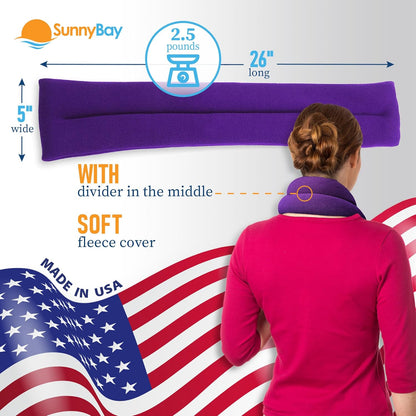 SunnyBay Microwave Heating Pad, Microwavable Moist Heated Neck and Shoulder Wrap, Versatile Weighted Beanbag Cold Pack or Warm Compress for Pain Relief, 26x4 Inches, Purple