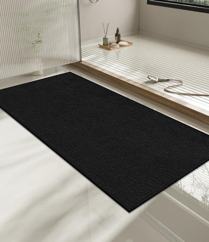 chakme Bathroom Rugs Mat 47x24, Ultra Thin Non Slip Bath Mat Quick Dry Absorbent Bath Mat for Bathroom Floor, (Black, 47"x24")
