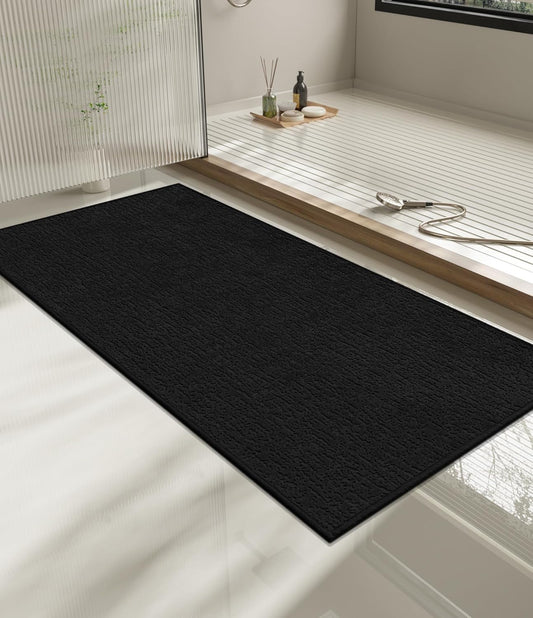 chakme Bathroom Rugs Mat 47x24, Ultra Thin Non Slip Bath Mat Quick Dry Absorbent Bath Mat for Bathroom Floor, (Black, 47"x24")