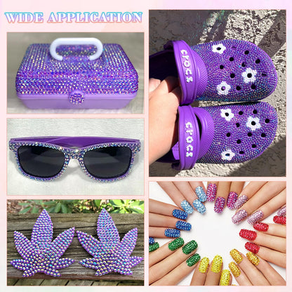 25000Pcs Resin Jelly Rhinestones with Tweezers for Crafting, 2-6mm Mixed Sizes (Dark Purple AB) Non Hotfix Flatback Gems, Bedazzling Crystal for DIY Crafts Clothing Tumblers Mugs Shoes Decor Nail Art