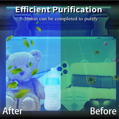 UV Light Sanitizer Ozone Box, Portable Foldable UV Cleaner Bag UVC Household Bag with 3-level Timer for Toys, Keys, Towels, Mask Cleaning Machine Blue 12L Ozone