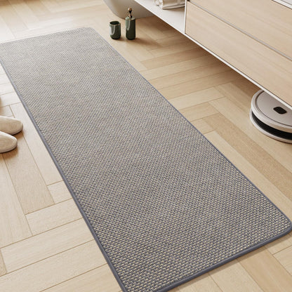 AMOAMI Chenille Bath Mat Super Absorbent Bathroom Mat Quick Dry Low Pile Bath Mats for Bathroom Washable Rubber Backed Bathroom Runners Fit Under Door, Front of Bathtub, Sink, LIGHTGREY&Beige 17"x59"