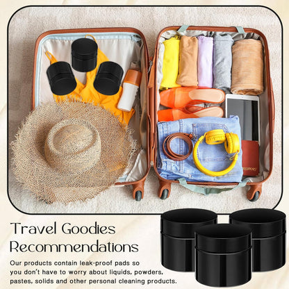 Patelai 4 Pieces Round Wide-mouth Leak Proof Plastic Container Jars with Lids for Travel Storage Makeup Beauty Products Face Creams Oils Salves Ointments DIY Making(2 Ounce,Pure Black)