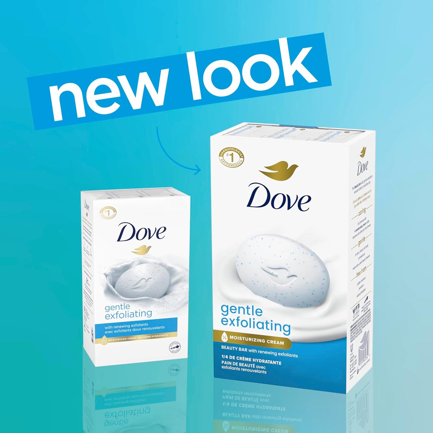 Dove Beauty Bar Soap 8 Bars Gentle Exfoliating, for Soft, Smooth Skin, Gently Renews Skin 3.75 oz
