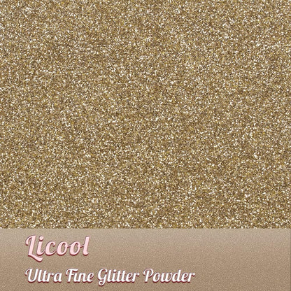 Holographic Fine Glitter, 100g/3.5oz Extra Fine Glitters Powder Packs for Resin, Craft Glitter for Tumblers Candle Slime Making, Festival Body Face Eyeshadow Nail Glitter (Light Gold 3)