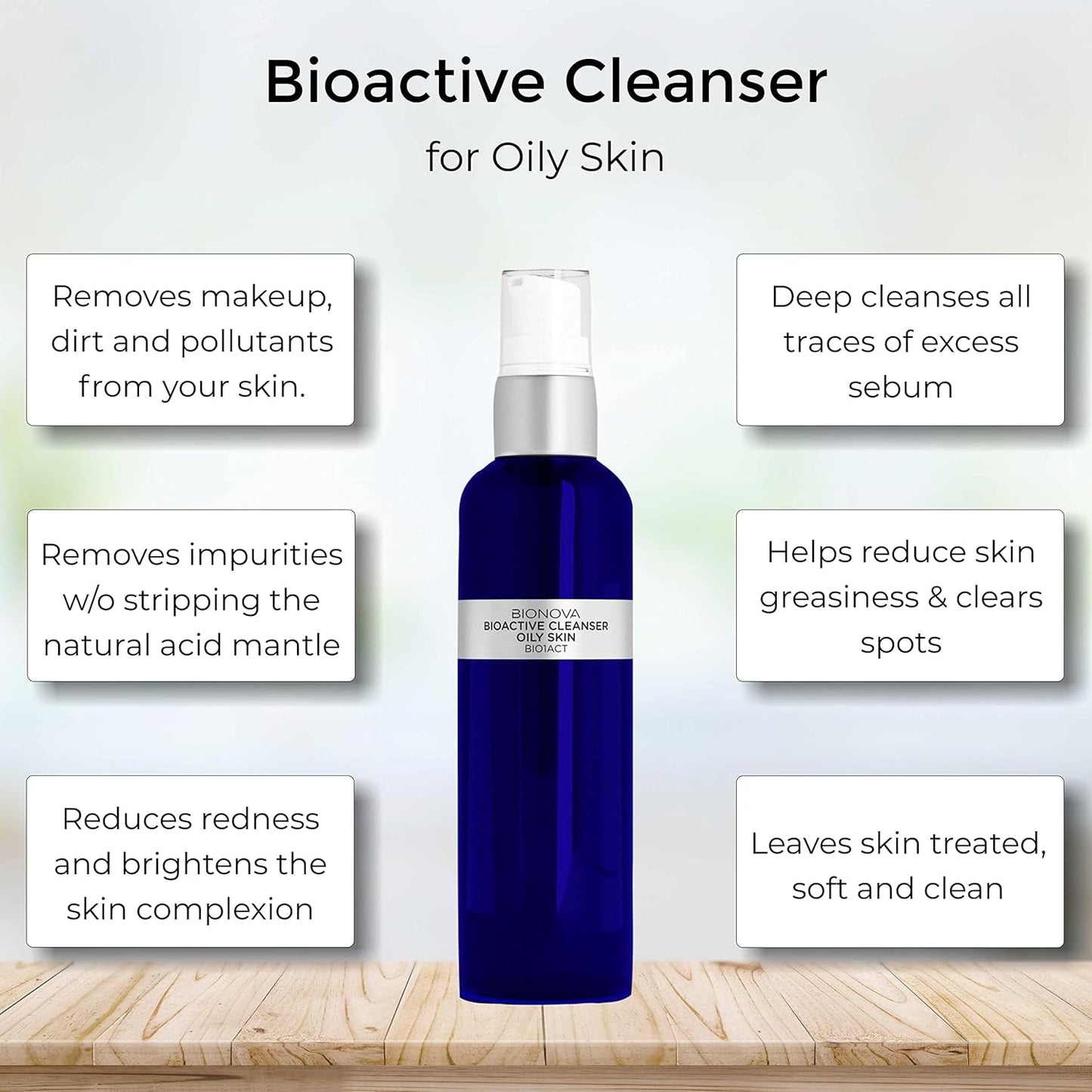 Bioactive Cleanser Oily Skin - Non-Foaming Facial Cleanser Provides a Gentle Deep Clean and Eliminates Excess Oil Face Wash (4.5 fl oz)