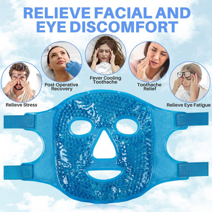 Ice Pack Cold Face, Eye Masks Reduce Face Puff, Dark Circles, Reusable Cold Hot Gel Face Eye Mask, Suitable for Women Facial SPA, Ice Face Mask for Sleeping, Headaches (Blue Updated)