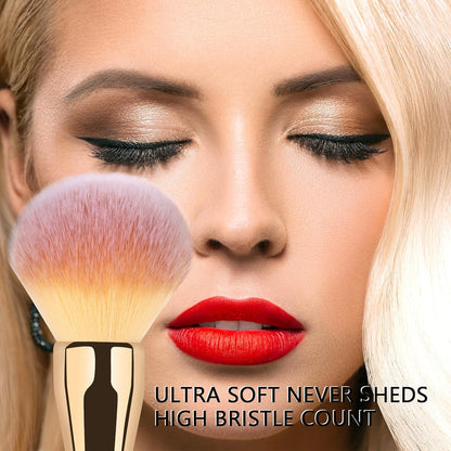 Powder Brush,Daubigny Large Powder Brush Flat Arched Premium Durable Kabuki Makeup Brush Perfect For Blending Liquid,Cream and Flawless Powder,Buffing, Blending,Concealer (Gold)