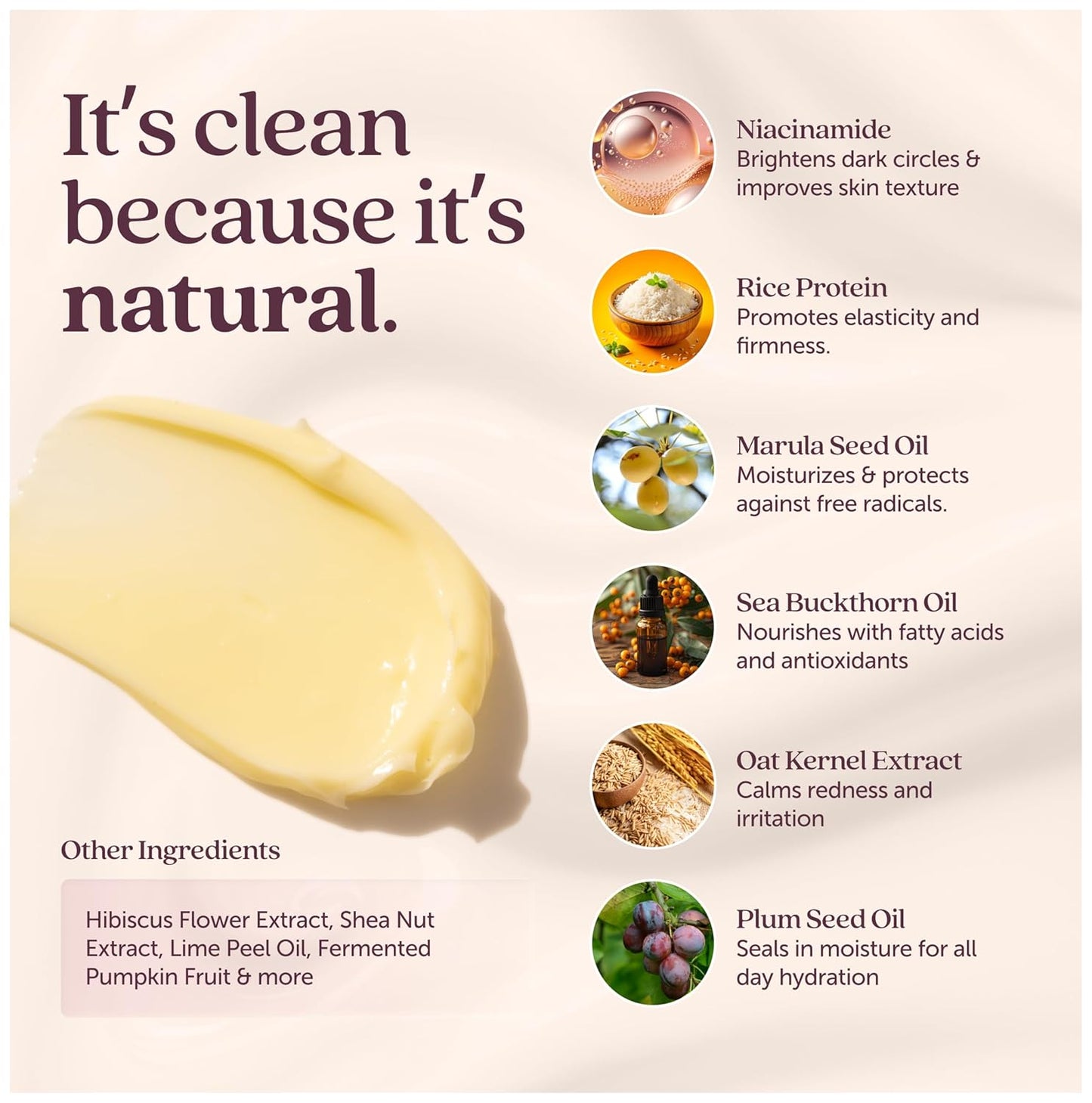 Cosmette Bright Embrace Brightening Eye Cream, Vegan Under Eye Butter for Dark Circles & Wrinkles with Niacinamide, Protect Sensitive Skin Against Aging, Natural Skincare for Clean Beauty, 0.5 FL Oz