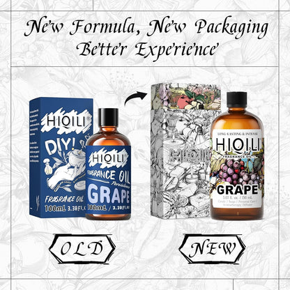 HIQILI Grape Fragrance Oil for Diffuser & Oil Burner, Fruity Scents for Making Candles, Hand Soap, Air Freshener, Long Lasting - 5.07 Fl Oz