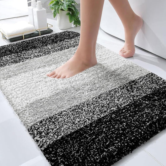 OLANLY Bathroom Rugs Mat 30x20, Extra Soft Absorbent Microfiber Bath Rugs, Rubber Backing, Quick Dry, Machine Washable Bath Mats for Bathroom Floor, Tub and Shower, Home Decor Accessories, Black