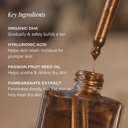 + Lux Unfiltered N°12 Sunstruck Face Tanning Drops - Fragrance Free Bronzing Drops for Face with Hyaluronic Acid, Coconut Water, & Passionfruit Oil - Cruelty Free & Vegan Self Tanner