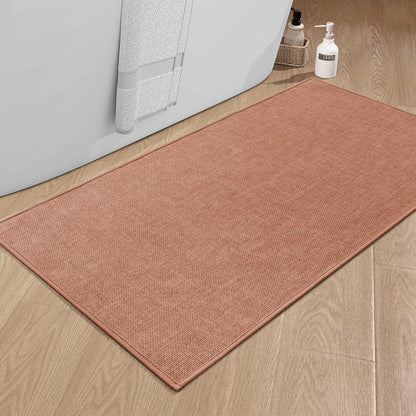 chakme Bathroom Rugs Mat 47x24, Ultra Thin Non Slip Bath Mat Large Quick Dry Absorbent Bath Mat for Bathroom Floor, (Dark Pink, 47"x24")