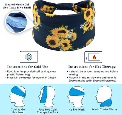 Crimmy Migraine Headache Relief Cap, Cooling Gel Headband Neck Wrap Hat Mask, Soothing Ice Pack Head Face Cold Compress for Tension Stress & Hangover