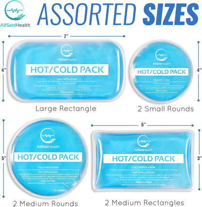 Reusable Hot and Cold Gel Ice Packs for Injuries - Gel Cold Packs for Injuries - Multiple Shapes and Sizes 7 Variety Pack