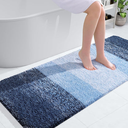 OLANLY Bathroom Runner Rugs 54x24, Extra Soft Absorbent Microfiber Bath Rugs, Rubber Backing, Quick Dry, Machine Washable Bath Mats for Bathroom Floor, Tub and Shower, Home Decor Accessories, Navy