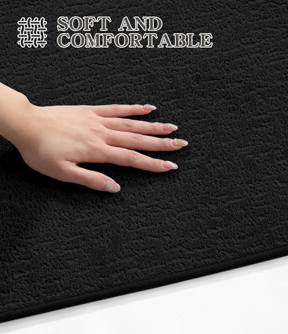 chakme Bathroom Rugs Mat 59x17, Ultra Thin Non Slip Bath Mat Quick Dry Absorbent Bath Mat for Bathroom Floor, (Black, 59"x17")
