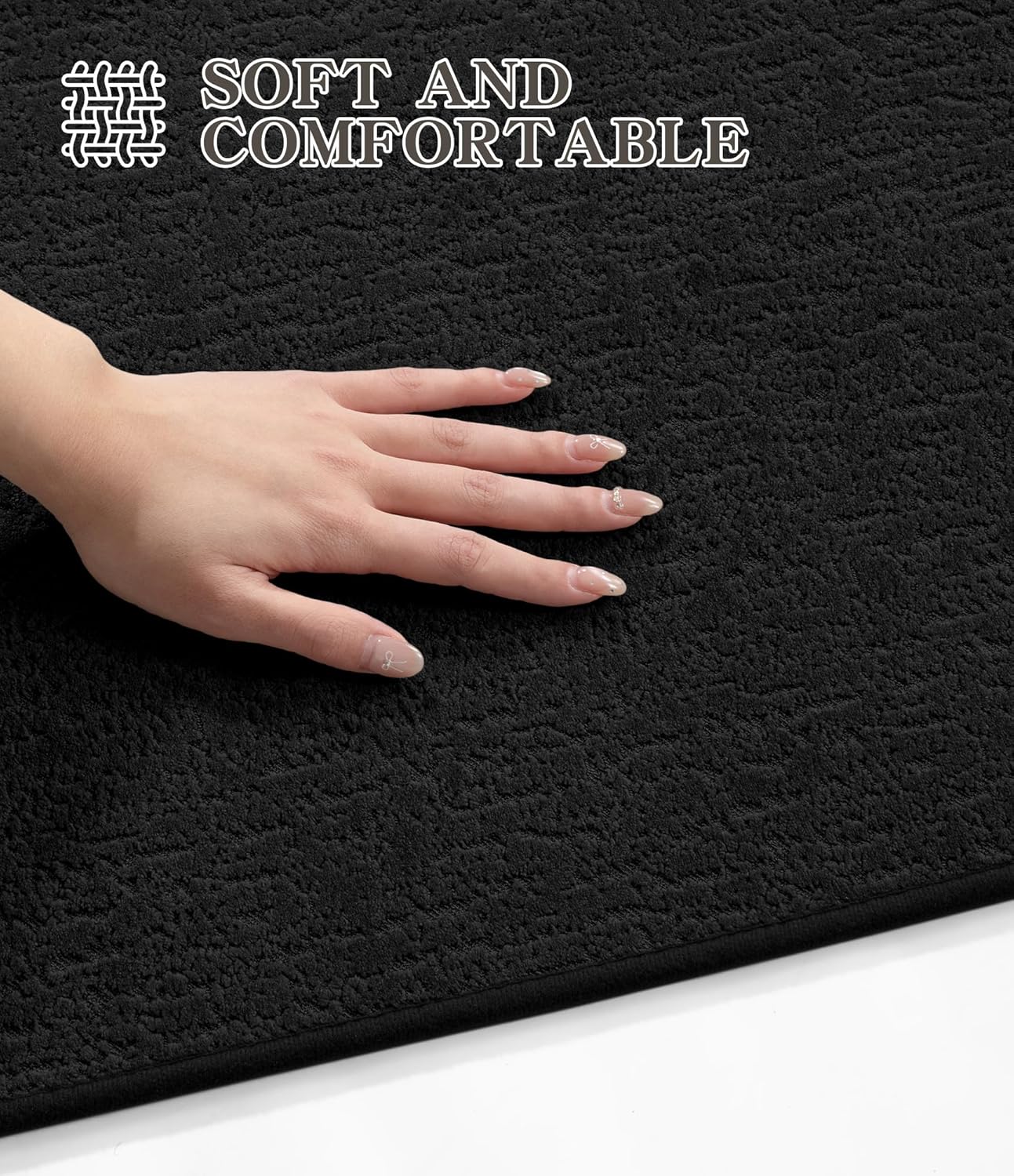 chakme Bathroom Rugs Mat 59x24, Ultra Thin Non Slip Bath Mat Quick Dry Absorbent Bath Mat for Bathroom Floor, (Black, 59"x24")