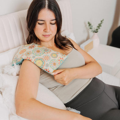 Microwave Heating Pad Filled With Flax Seed and Choice of Dried Herbs, Herbal Cold Pack, Good Size for Back Pain and Cramps, Hot and Cold Therapy, 6" x 12" (Yellow Hedgehog, Lavender & Chamomile)