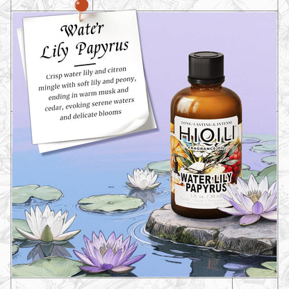 HIQILI Water Lily Papyrus Fragrance Oil for DIY Soap, Inspired by ISY-Myake L.d'Isy, Perfume, Candle Making, Fresh Scents for Laundry Dryer Balls, Gifts- 1 Fl Oz