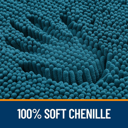 OLANLY Bathroom Rugs 44x24, Extra Soft Absorbent Chenille Bath Rugs, Rubber Backing Quick Dry, Machine Washable Bath Mats for Bathroom Floor, Tub and Shower, Home Decor Accessories, Peacock Blue