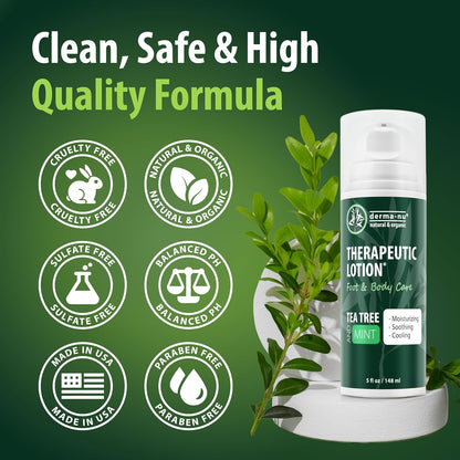Foot Lotion with Tea Tree Essential Oil for Jock Itch, Athletes Foot, and Dry Cracked Feet Treatment - Athletes Foot Cream with Tea Tree Oil for Toenail - Foot Cream for Dry Cracked Heels