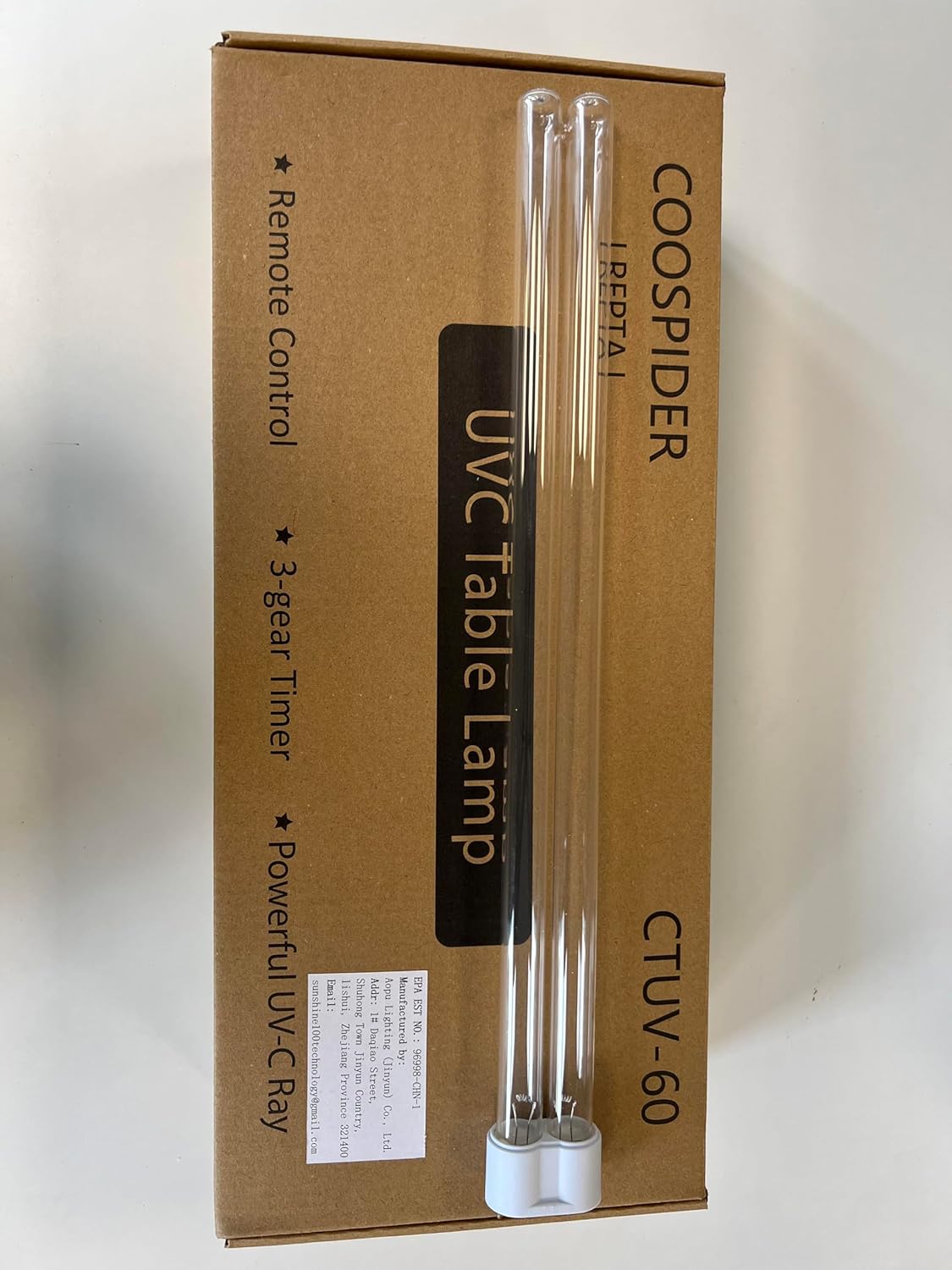 60W UV Sanitizer Light, Portable Ultraviolet Light with 3-Gear Timer and Remote Control, 110V, 99.99% UVC Ozone Free UV Lamp for Home, Office, Hotel, School