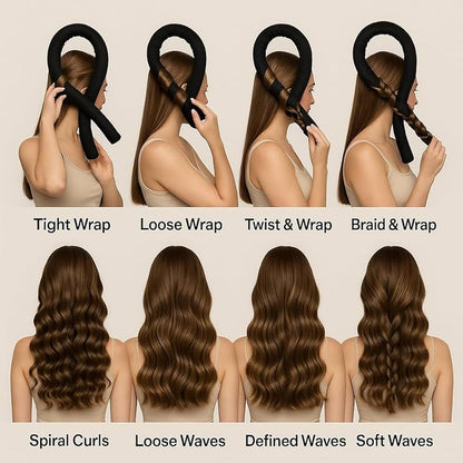 Nochesuave Heatless Hair Curler Headband – Overnight Curl Kit with Satin Curling Rod, Scrunchies & Claw Clip – Heatless Curls Overnight, No Heat Hair Rollers for Long, Medium & Fine Hair