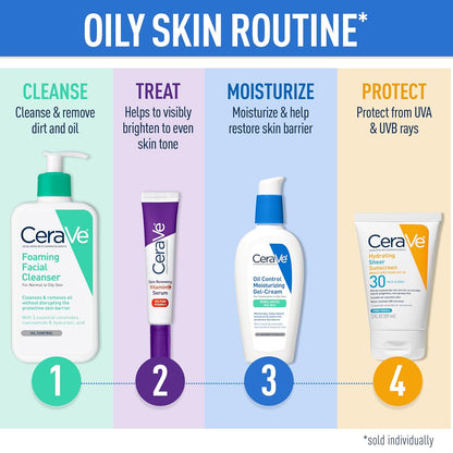 CeraVe Foaming Facial Cleanser, Daily Face Wash for Oily Skin, Hyaluronic Acid + Ceramides + Niacinamide, Fragrance Free & Paraben Free, Non-Drying Oil Control Face Wash, 16 Fluid Ounces