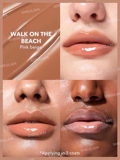 SHEGLAM PoutPerfect Moisturizing Solid Lip Gloss Non Sticky Lipstick with Coconut Oil - Walk on the Beach