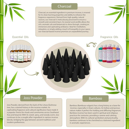 Vanilla Bean Charcoal Incense Cones 1" TOPFLOW - 50 Pack - Natural Scented Cones Handmade Hand Dipped