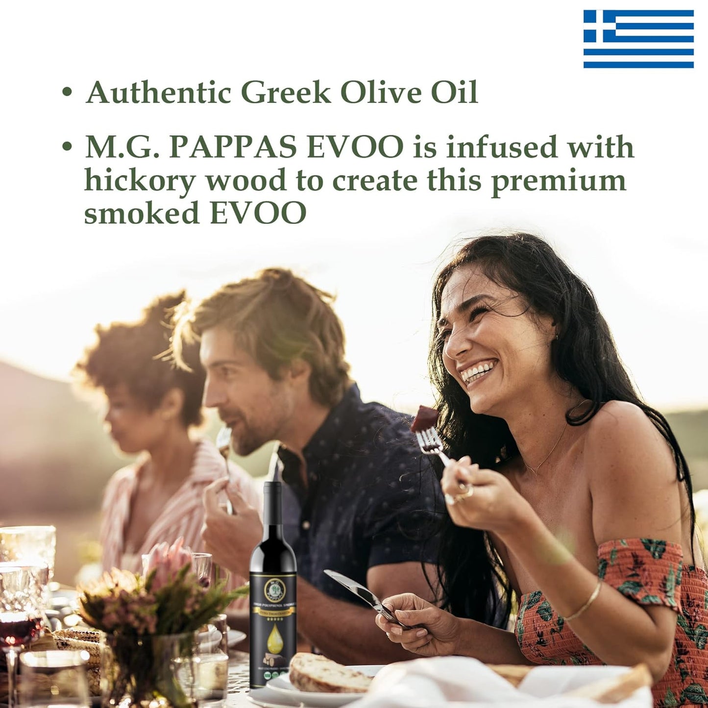 M.G. PAPPAS High Polyphenol Rich Smoked Infused Olive Oil Extra Virgin - Polyphenol Lab Report 650mg/kg- Unfiltered First Cold Pressed Greek EVOO - Award Winning - Smoked Oil Cooking – 12.7 Oz 375ml