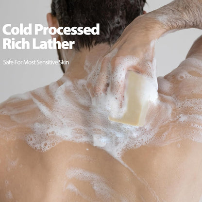 3 Pcs Clean Bar Soap with Vitamin E Olive Natural Essential Soap Bar Gift Set for Body Face Smooth Skin Bath Soap for All Skin Types Roman Chamomile,Frankincense,Lemongrass Soap Handmade