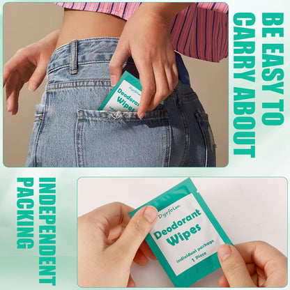 200 Pcs Underarm Deodorant Wipes,Travel Deodorant Wipes,Individually Wrapped Antiperspirant Wipe,Sweat Body Wipe for Women Men Adults Sports Travel Essentials (Green)