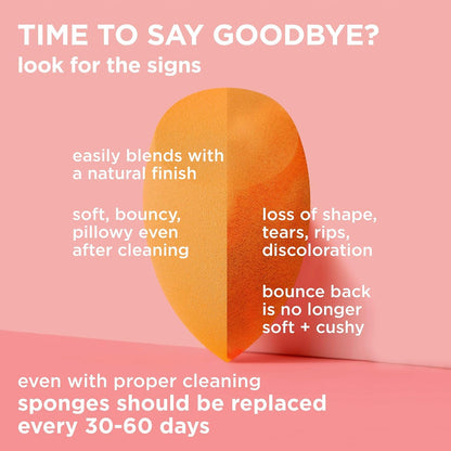 Real Techniques Miracle Complexion Sponge, Makeup Blending Sponge, For Liquid & Cream Foundation, Offers Light To Medium Coverage, Natural, Dewy Makeup, Orange Sponge, Latex-Free Foam, 1 Count