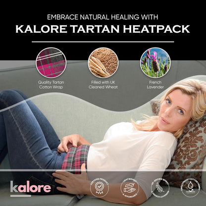 Microwavable Heating Pads for Winter Warmth, Back, Stomach & Head Comfort – Kalore Cotton Tartan Neck Wrap – Even Heat Distribution Hot Compress Bag – Wheat Heat Pad XL – Lavender Scent – Pink