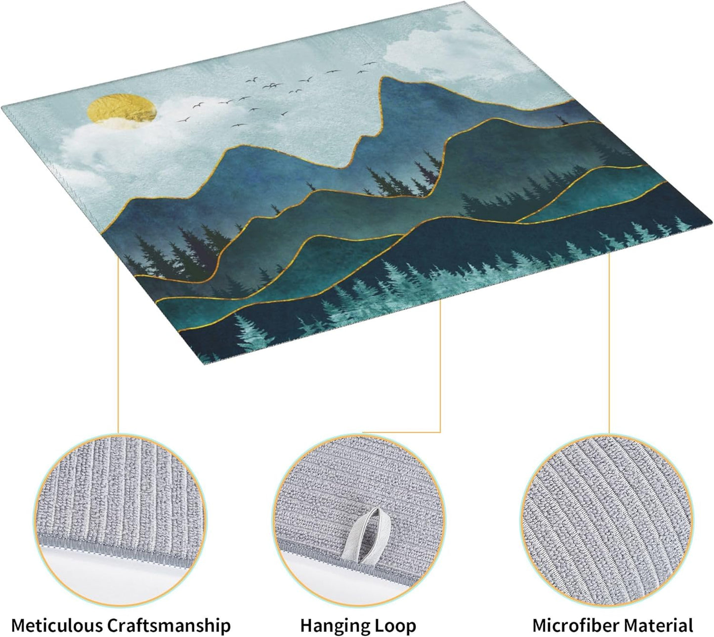 Mountain Peaks Nature Landscape Kitchen Drying Mat Modern Decorative Microfiber Dish Drainer Mat for Kitchen Counter Absorbent Reusable Washable 16x18 Inch