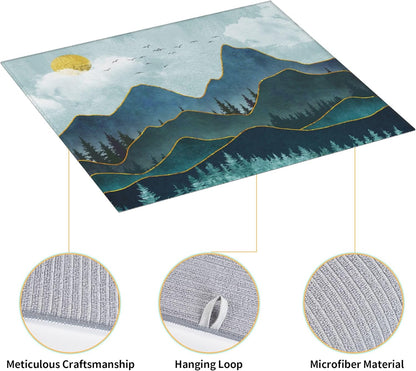 Mountain Peaks Nature Landscape Kitchen Drying Mat Modern Decorative Microfiber Dish Drainer Mat for Kitchen Counter Absorbent Reusable Washable 16x18 Inch
