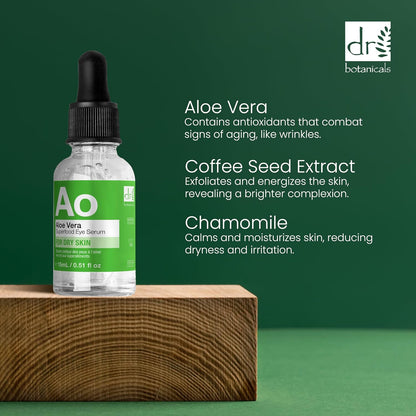 Dr Botanicals Aloe Vera Eye Serum | Eye Serum for Dark Circles and Puffiness - Hydrating and Soothing Formula for Plump - Reduce Puffiness and Fine Lines | Under Eye Serum | 0.15 fl oz