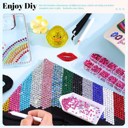 6100Pcs Resin Rhinestones for Crafting with 2Pcs 10ml B7000 Jewelry Glue, 1 Box Flatback Crystals Diamond (Hot Pink) for Bedazzling Crafts DIY Nail Art Non Hotfix Gems for Clothing Shoes